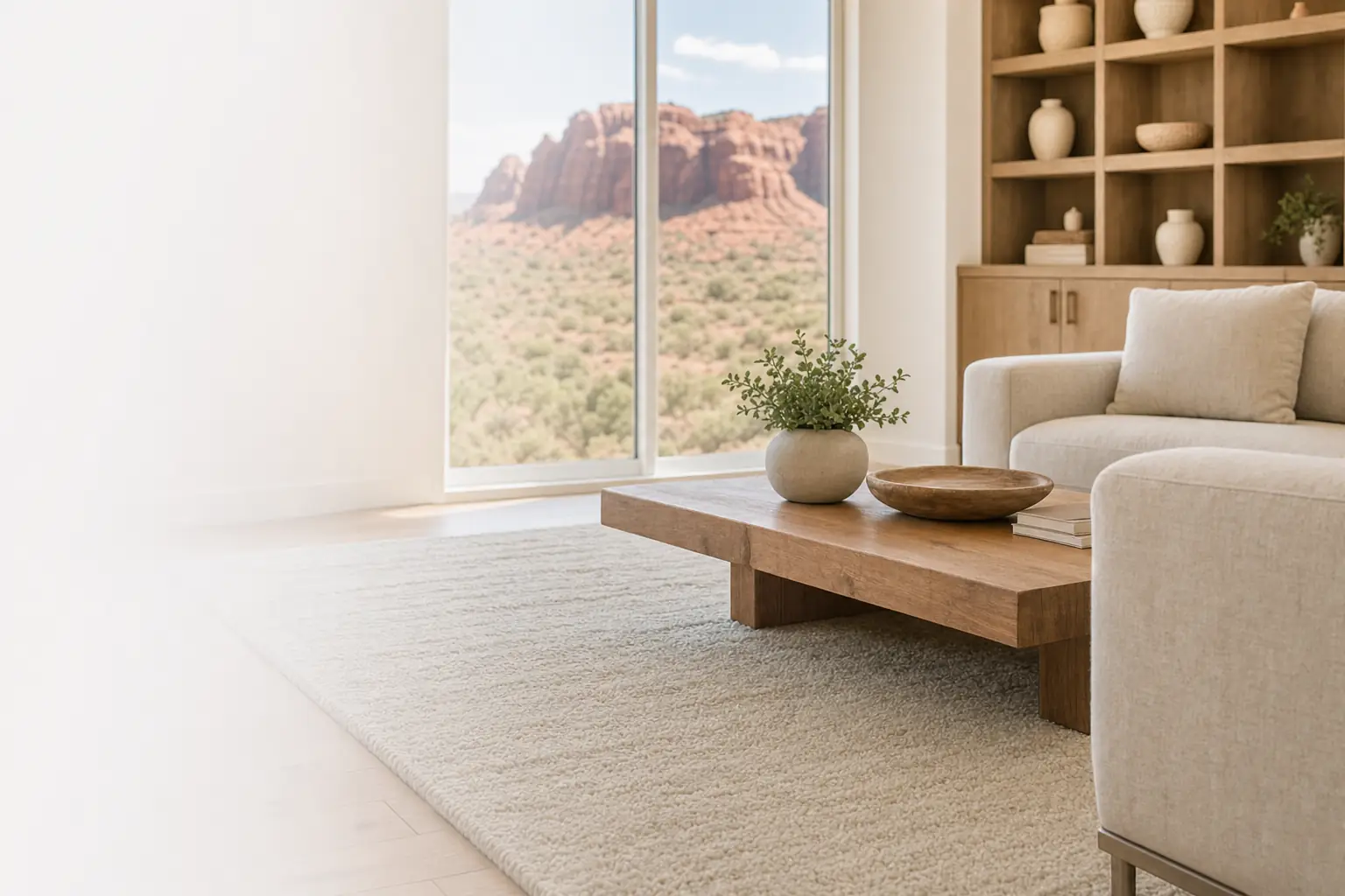 Freshly cleaned beige carpet in a bright living room in Santa Clara, Utah
