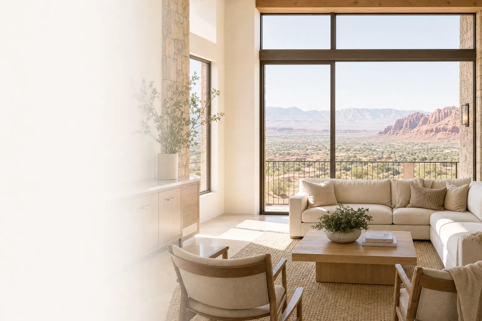 Clean great room in a Stone Cliff home overlooking the St. George valley