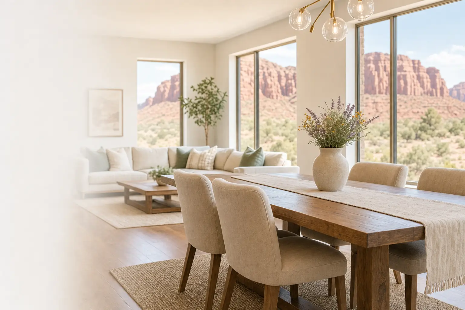 Tidy living room with clean floors and dusted shelves in St. George, Utah