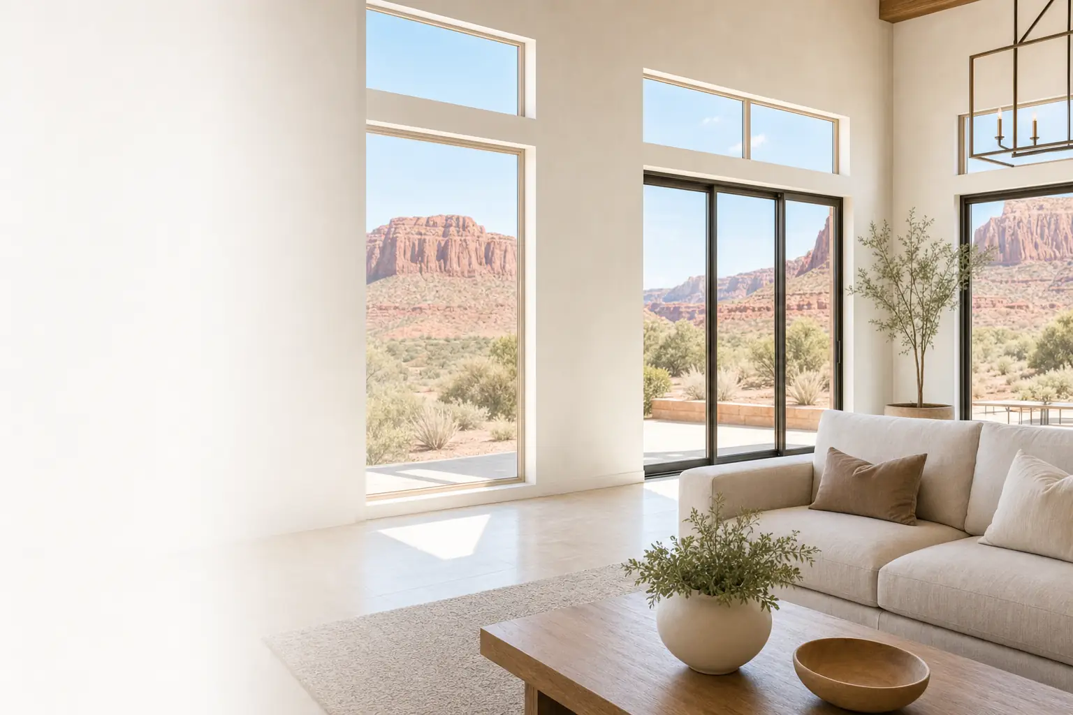 Clear shower glass and bright windows in a Santa Clara, Utah home